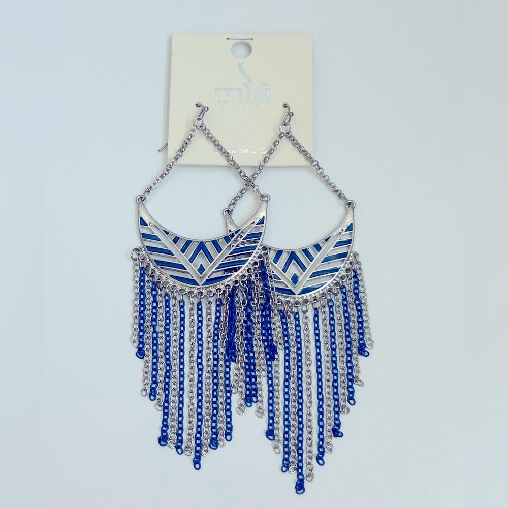 Mia Collection Large Half Moon Tassel Earrings